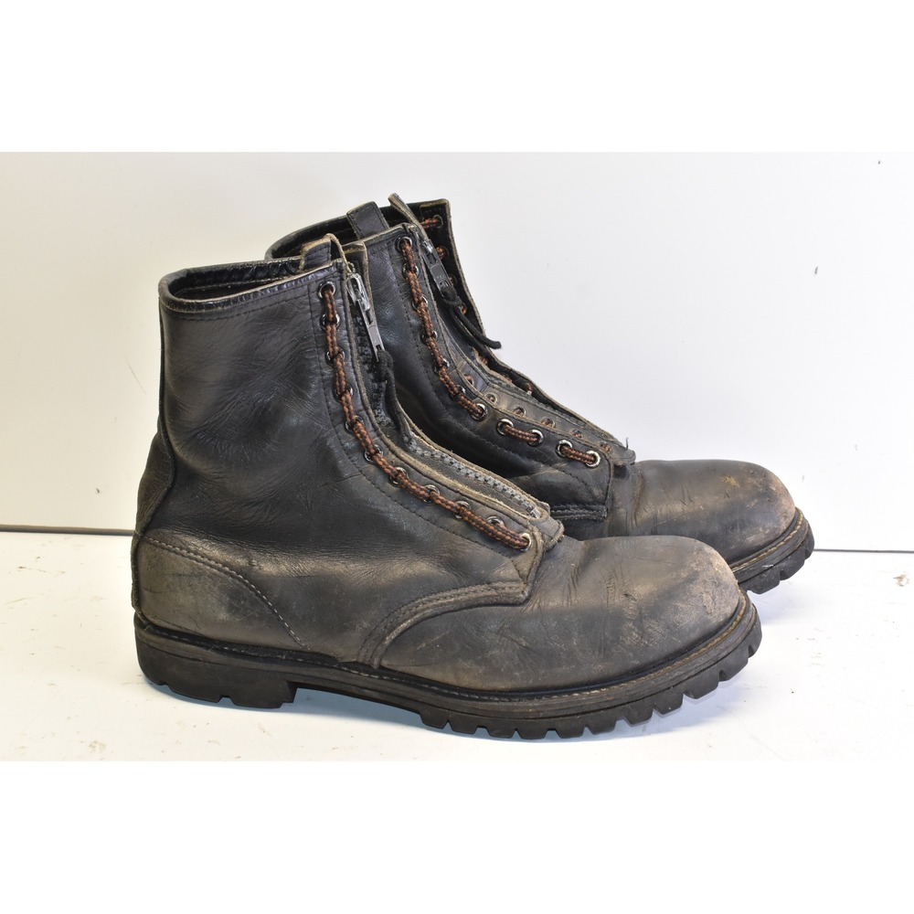 Vintage Red Wing 4473 Firefighter Boots Black Mens 11D Leather Zip Lug Sole USA